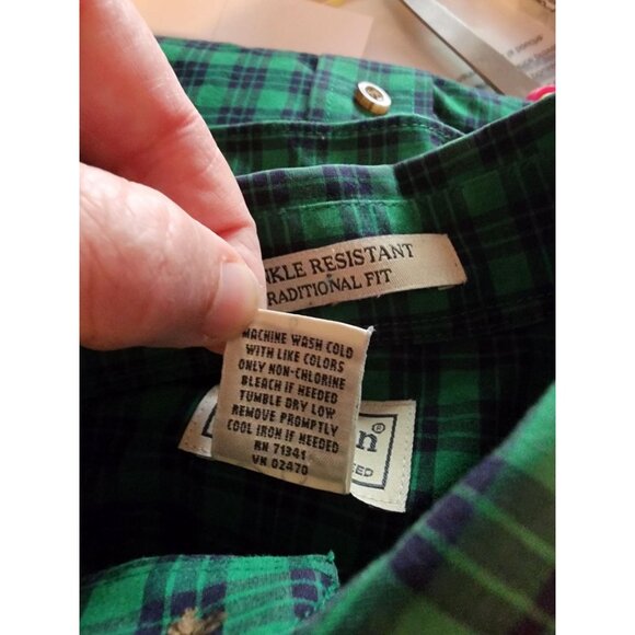 Green and Blue Plaid Men's Shirt - Picture 3 of 11